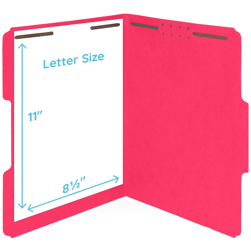Blue Summit Supplies 50 Red Fastener File Folders - 1/3 Cut Reinforced Assorted Tab - Durable 2 Prongs Designed to Organize Standard Medical Files, Law Client Files, Office Reports - Letter Size, Red, 50 Pack - Image 4